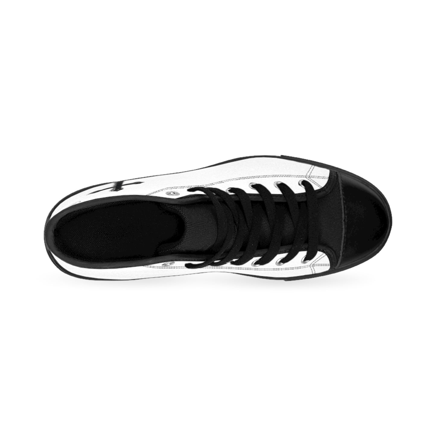 Faithful Stride Shadow – Men’s White High-Top Sneakers with Black Cross, Black Sole & Tongue