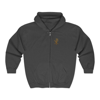 Sanctified Men's Gothic Cross Zip-Up Hoodie – Faith in Comfort