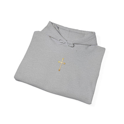 Women’s Gold Cross Hoodie – Christian Faith Hoodie with Front & Back Design