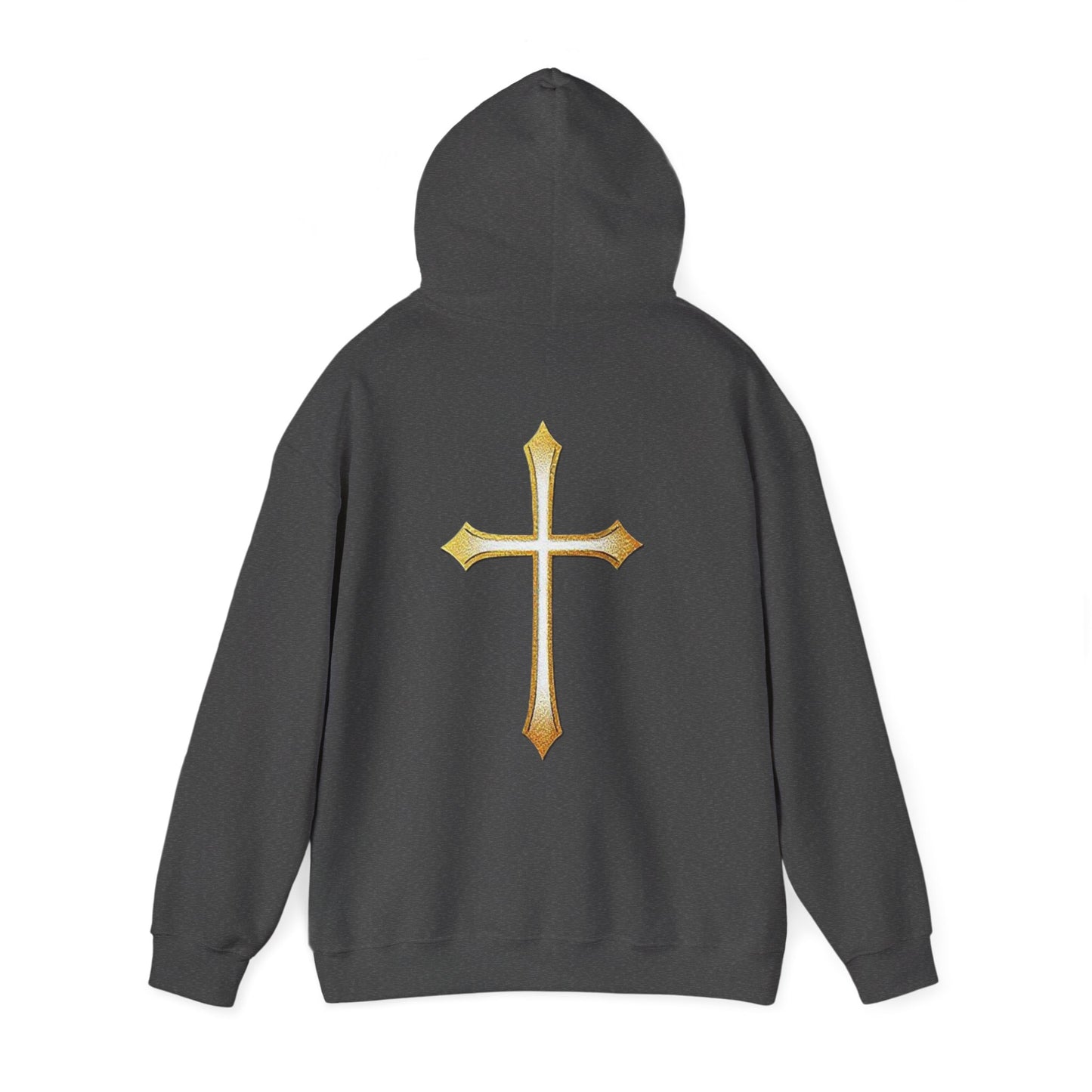 Women’s Gold Cross Hoodie – Christian Faith Hoodie with Front & Back Design