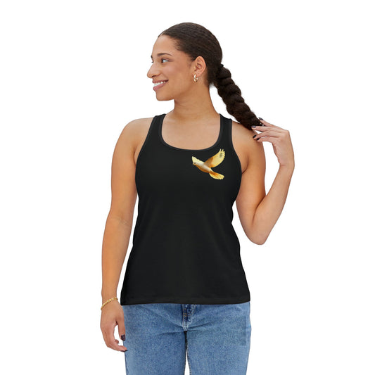 Golden Dove Women’s Christian Tank Top in Black – Spirit of Peace and Power