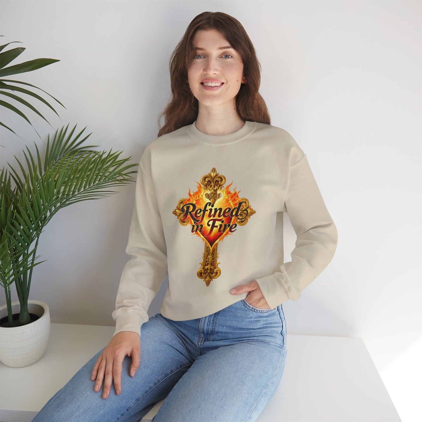 Refined in Fire - Women's Ornate Christian Sweatshirt