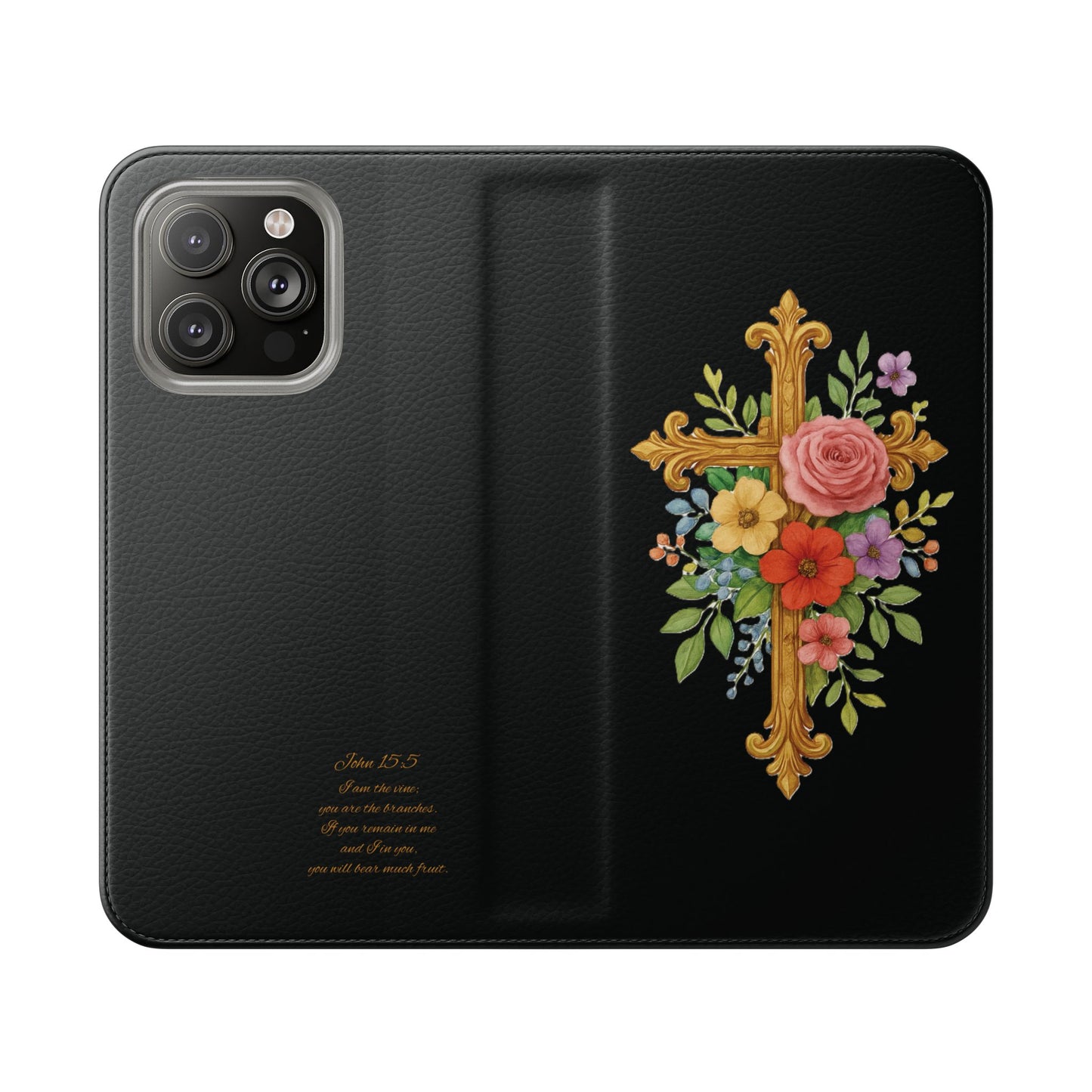 Floral Cross Wallet (black) Case for iPhone – Faith in Bloom