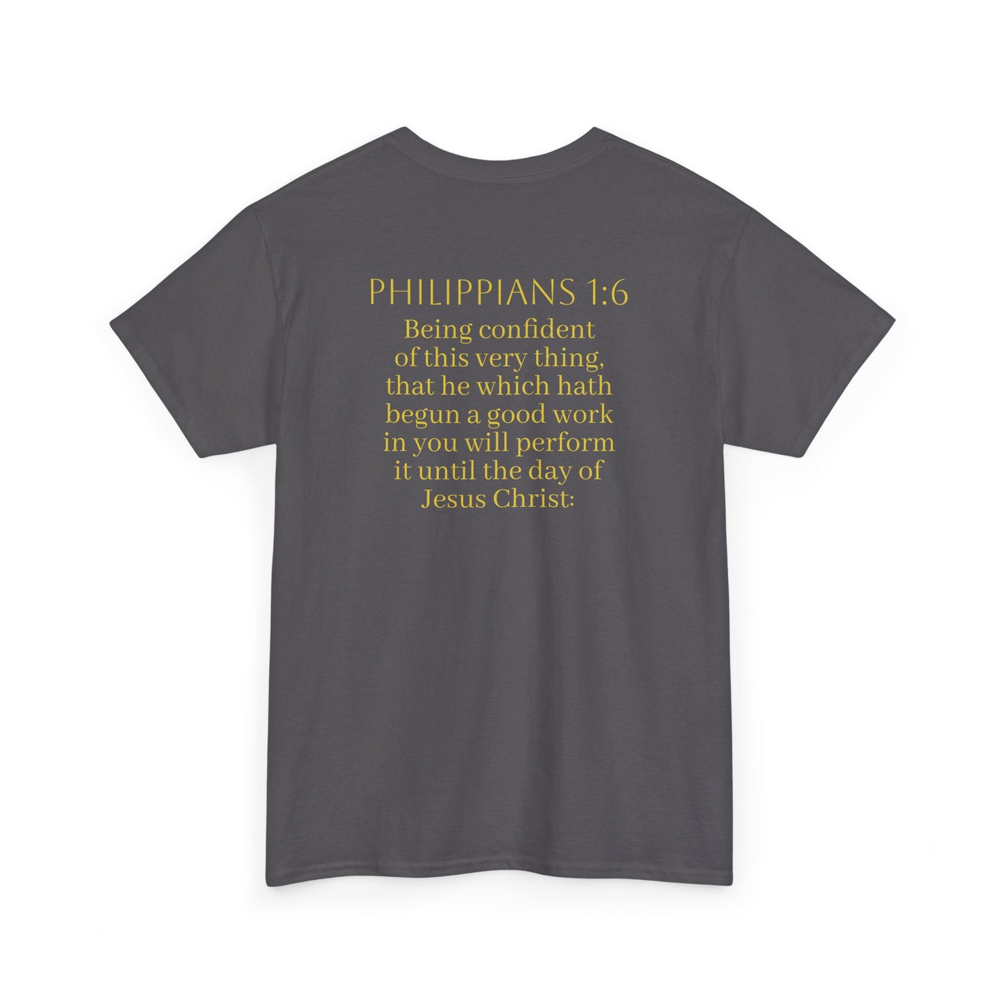 Becoming Men’s Faith Tee – Philippians 1:6 Edition (Light Lettering)