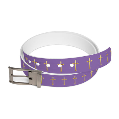 Crown of Light Belt in Mauve – Gold Cross Pattern
