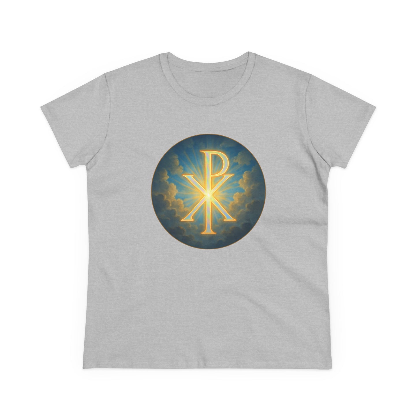 Marked by Majesty – Women’s Tee with Bold Chi Rho Emblem