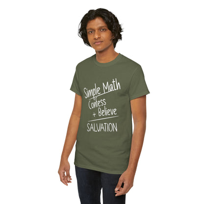 Simple Math of Salvation Men’s Christian T-Shirt (White Chalk)