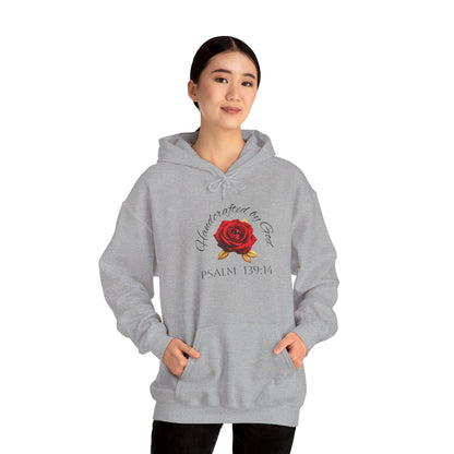 Handcrafted by God Rose Women's Hoodie – Christian Apparel (Dark Lettering)