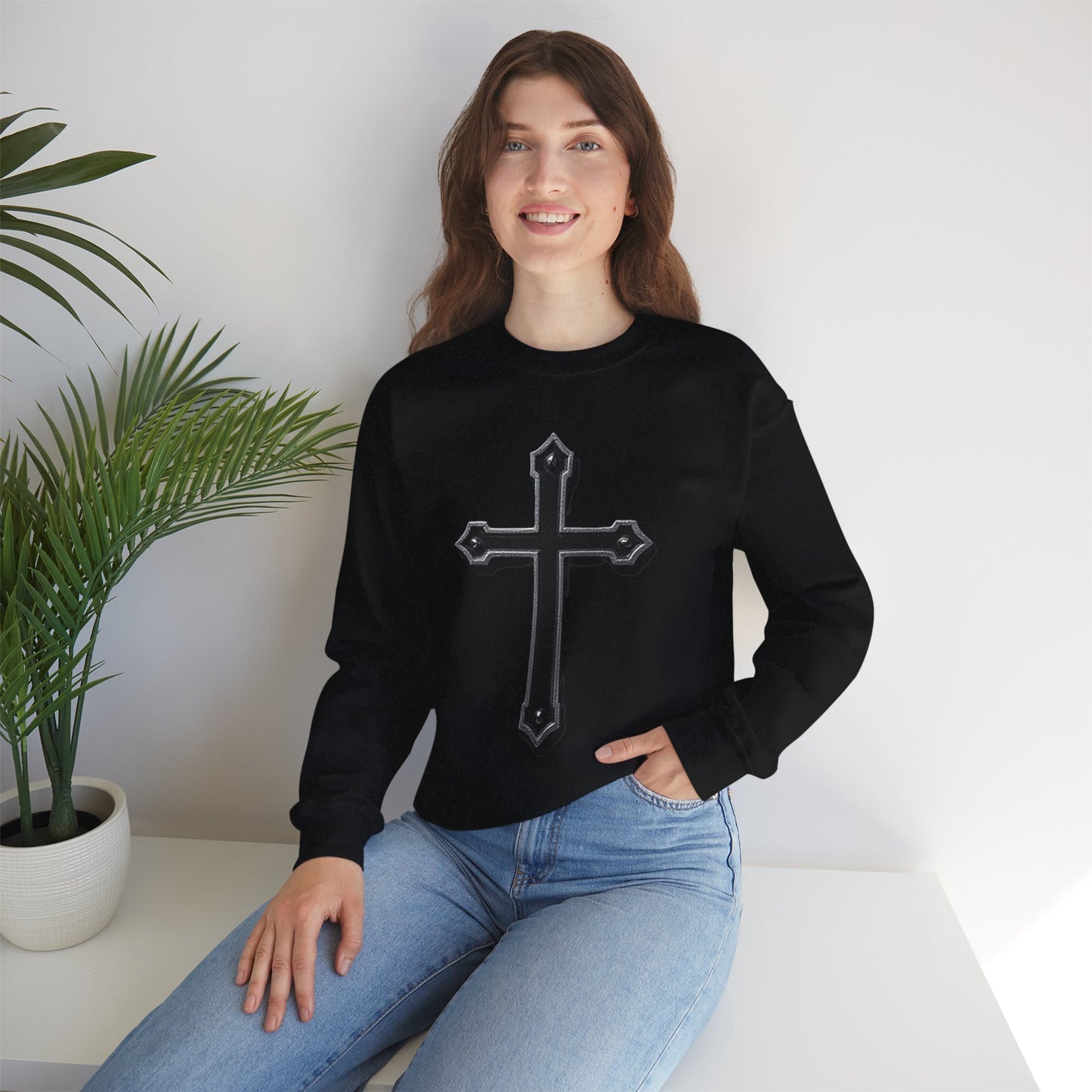 Warrior’s Black Cross Women’s Christian Sweatshirt | Ephesians 6:11