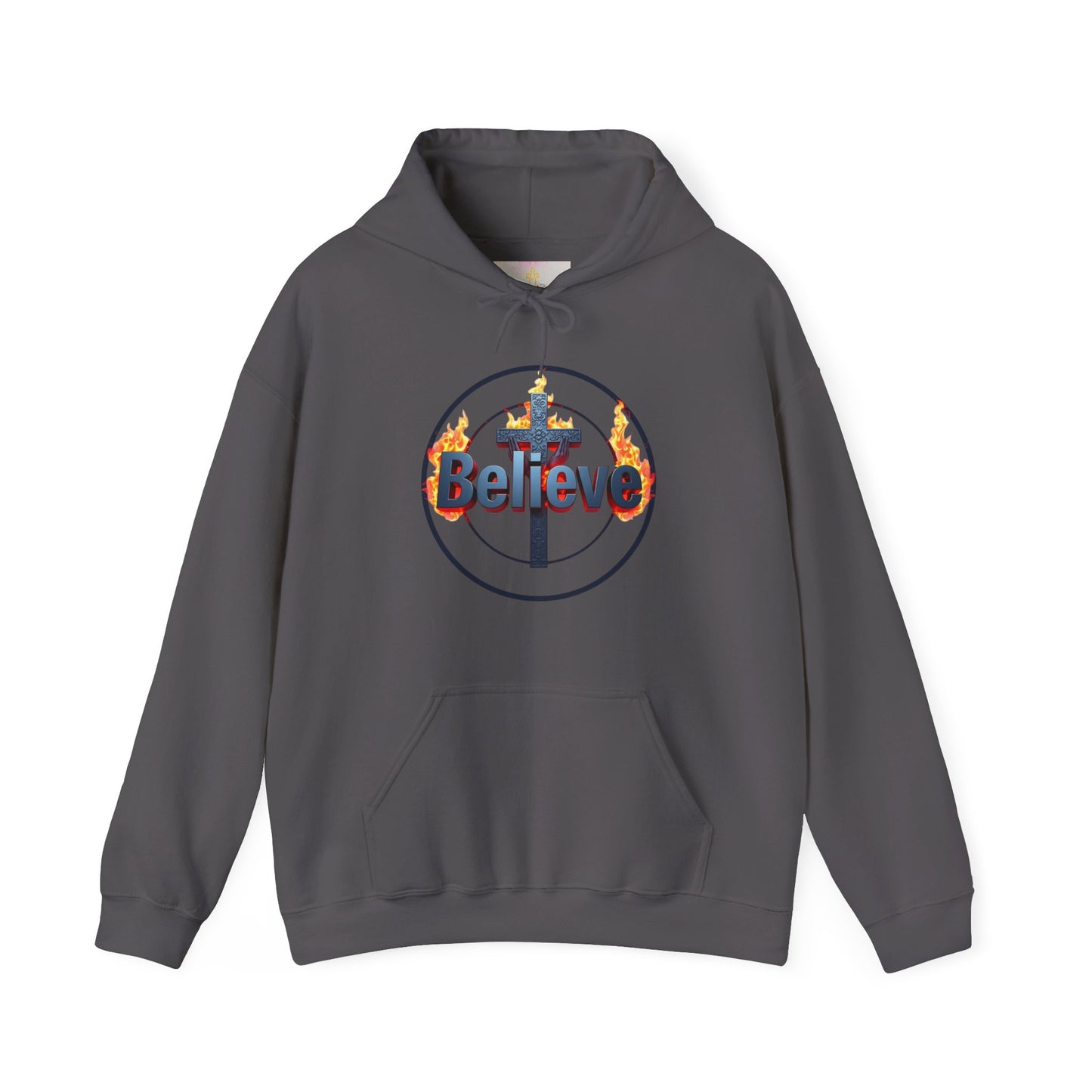 Men’s “Believe” Christian Hoodie – Faith & Hope Pullover with Cross