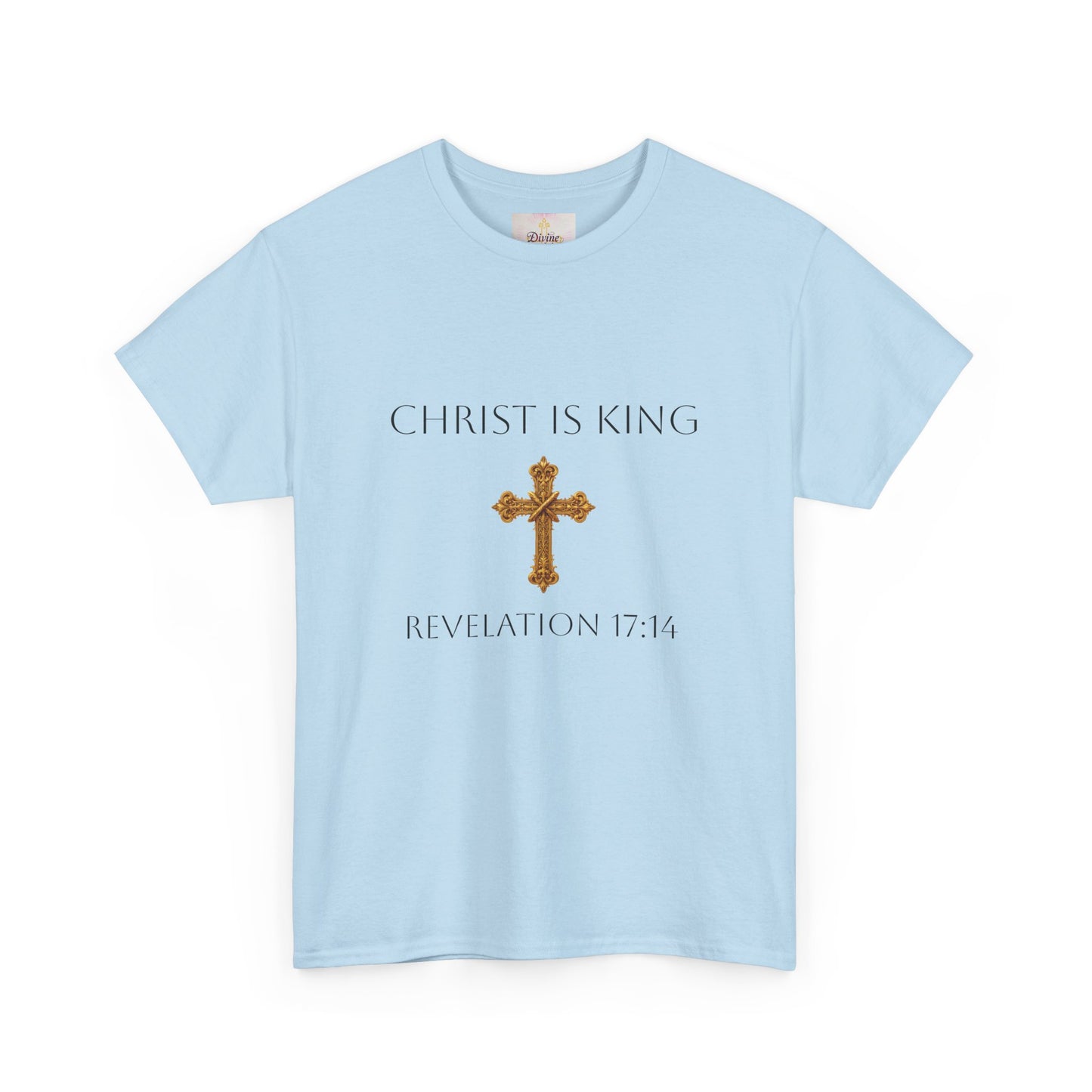 Victory of the Lamb Men’s Christian Tee – Christ is King (Revelation 17:14) (Dark Lettering)
