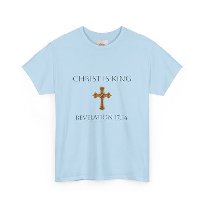 Victory of the Lamb Men’s Christian Tee – Christ is King (Revelation 17:14) (Dark Lettering)