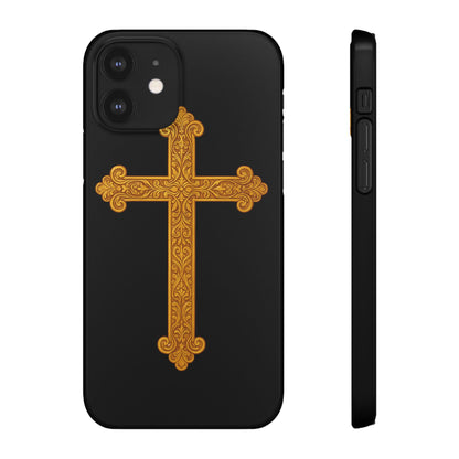 Black iPhone Snap Case – Gold Cross Design