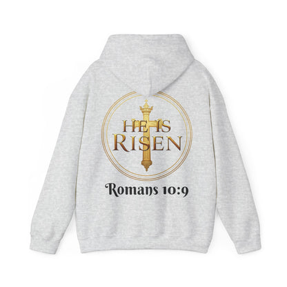 He Is Risen Christian Hoodie – Men’s Bold Faith Streetwear (Dark Lettering)