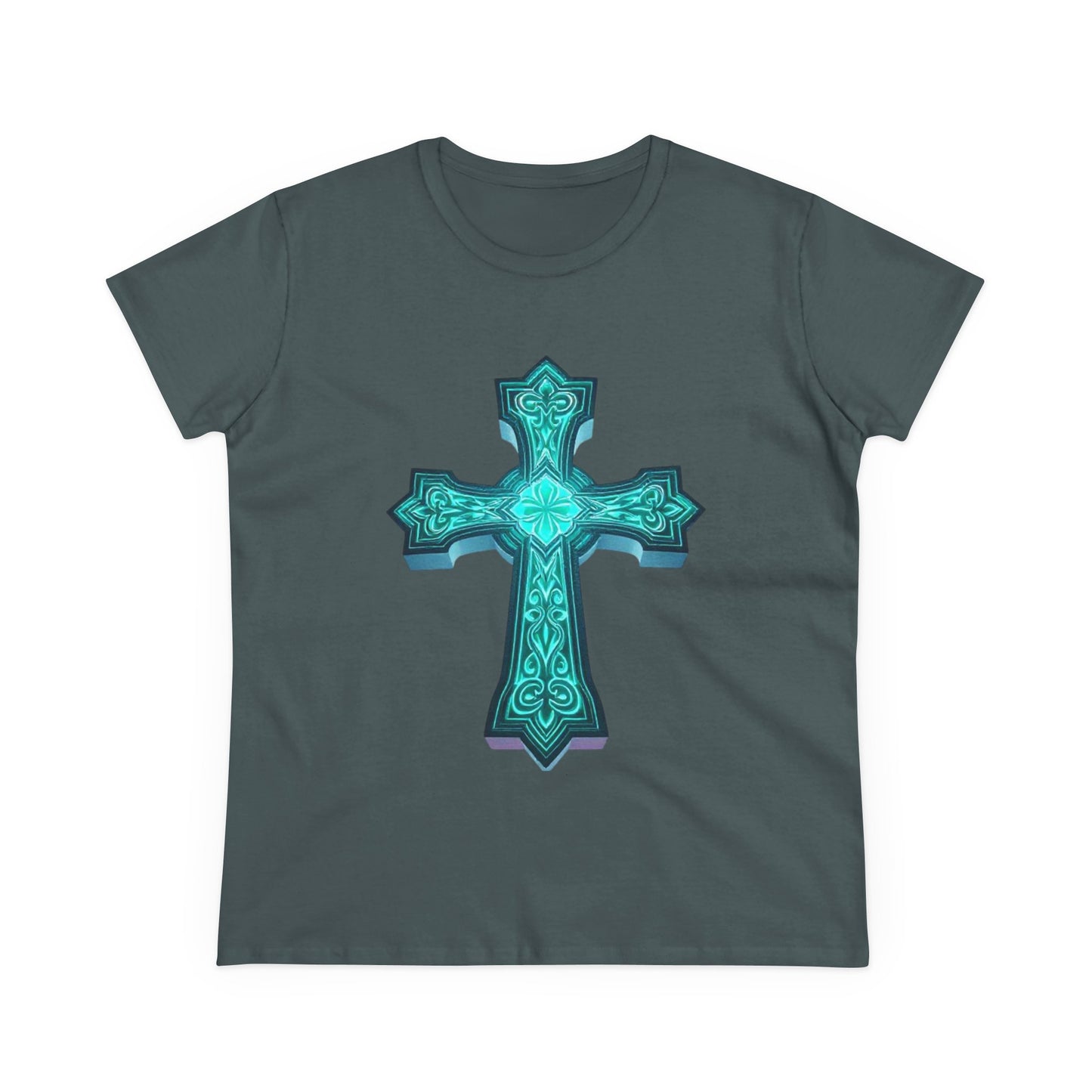 Women’s Light Within Fitted Tee – Luminous Cross Design