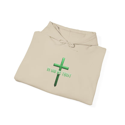 In God We Trust – Men’s Christian Hoodie (Green Design)