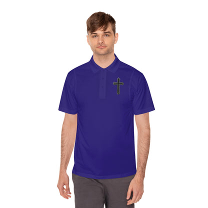 Men’s Black Cross Polo Shirt – Classic Faith-Inspired Style