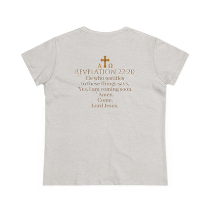 “Soon” Cross Women’s Christian Tee – Bold Faith Made Beautiful