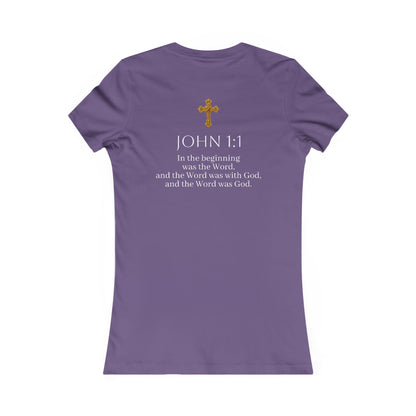“The Word Eternal” – Women’s Favorite Christian Tee with White Lettering (John 1:1)
