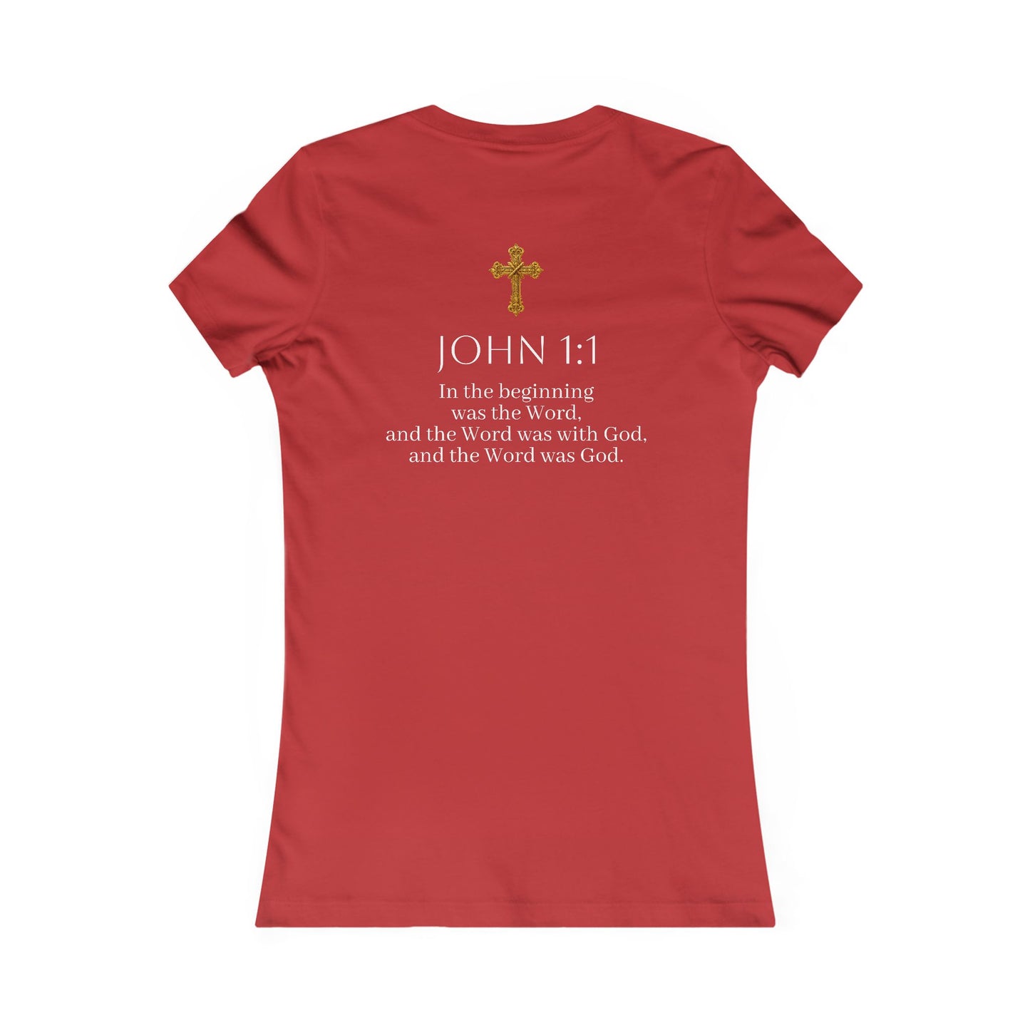 “The Word Eternal” – Women’s Favorite Christian Tee with White Lettering (John 1:1)