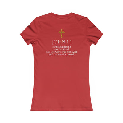 “The Word Eternal” – Women’s Favorite Christian Tee with White Lettering (John 1:1)