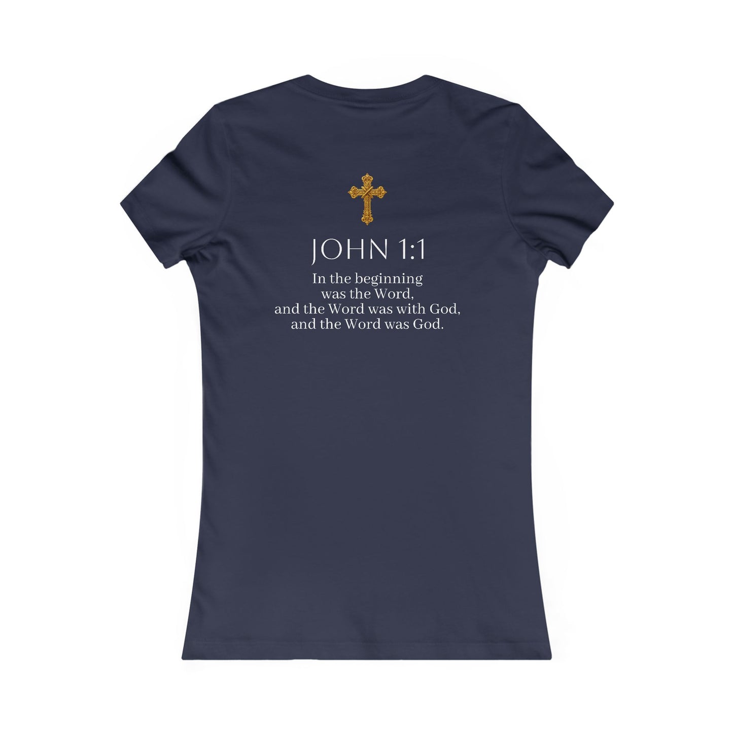 “The Word Eternal” – Women’s Favorite Christian Tee with White Lettering (John 1:1)
