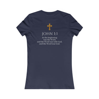 “The Word Eternal” – Women’s Favorite Christian Tee with White Lettering (John 1:1)