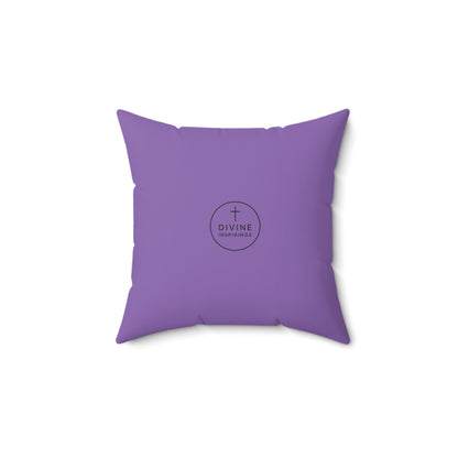Soaring in Faith in Mauve – Gold Cross & Doves Throw Pillow