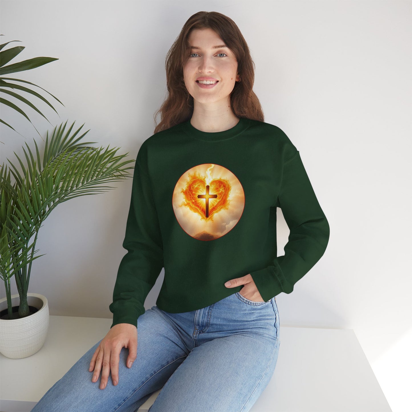 Women’s Sacred Heart Christian Sweatshirt – Symbol of Divine Love Pullover
