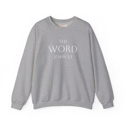 “The Word Eternal” – Men’s Christian Sweatshirt with White Lettering (John 1:1)