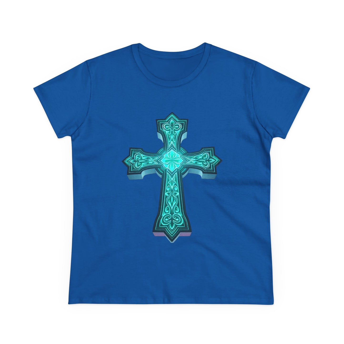 Women’s Light Within Fitted Tee – Luminous Cross Design