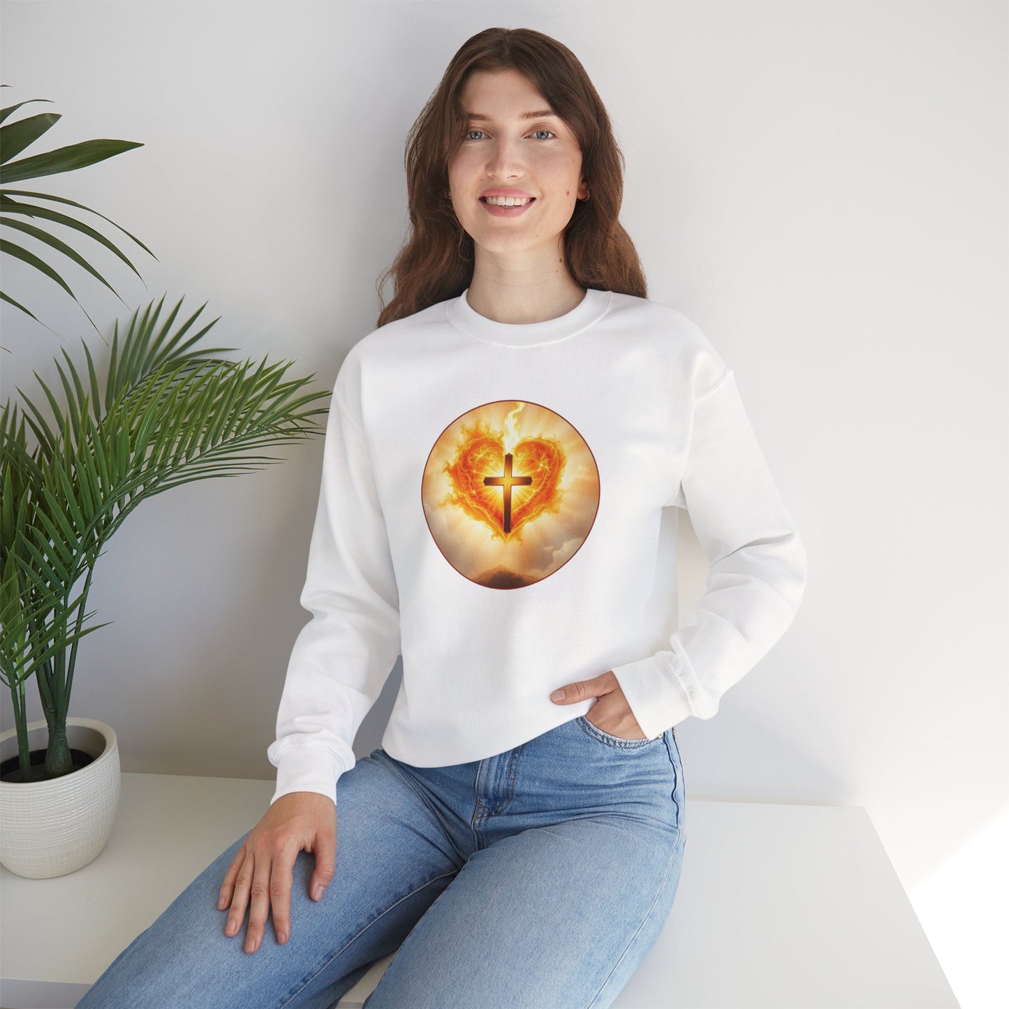 Women’s Sacred Heart Christian Sweatshirt – Symbol of Divine Love Pullover