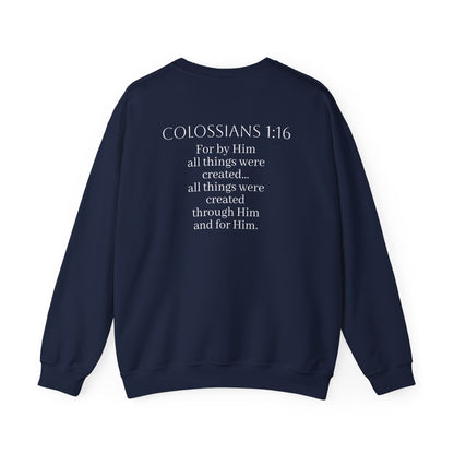Held Together – Science of Scripture Men’s Sweatshirt (White Lettering)