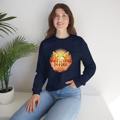 Women’s “Refined in Fire” Christian Sweatshirt – Bold Flame Design Pullover
