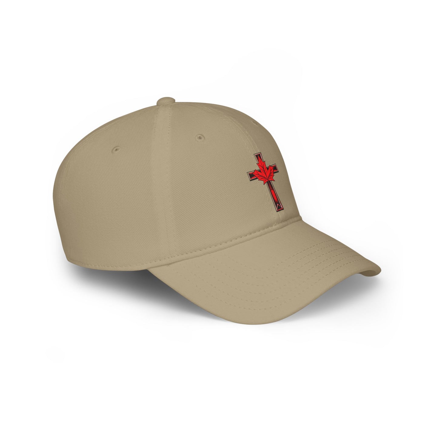Canadian Cross Low Profile Baseball Cap – Christian Maple Leaf Hat for Faith & Country