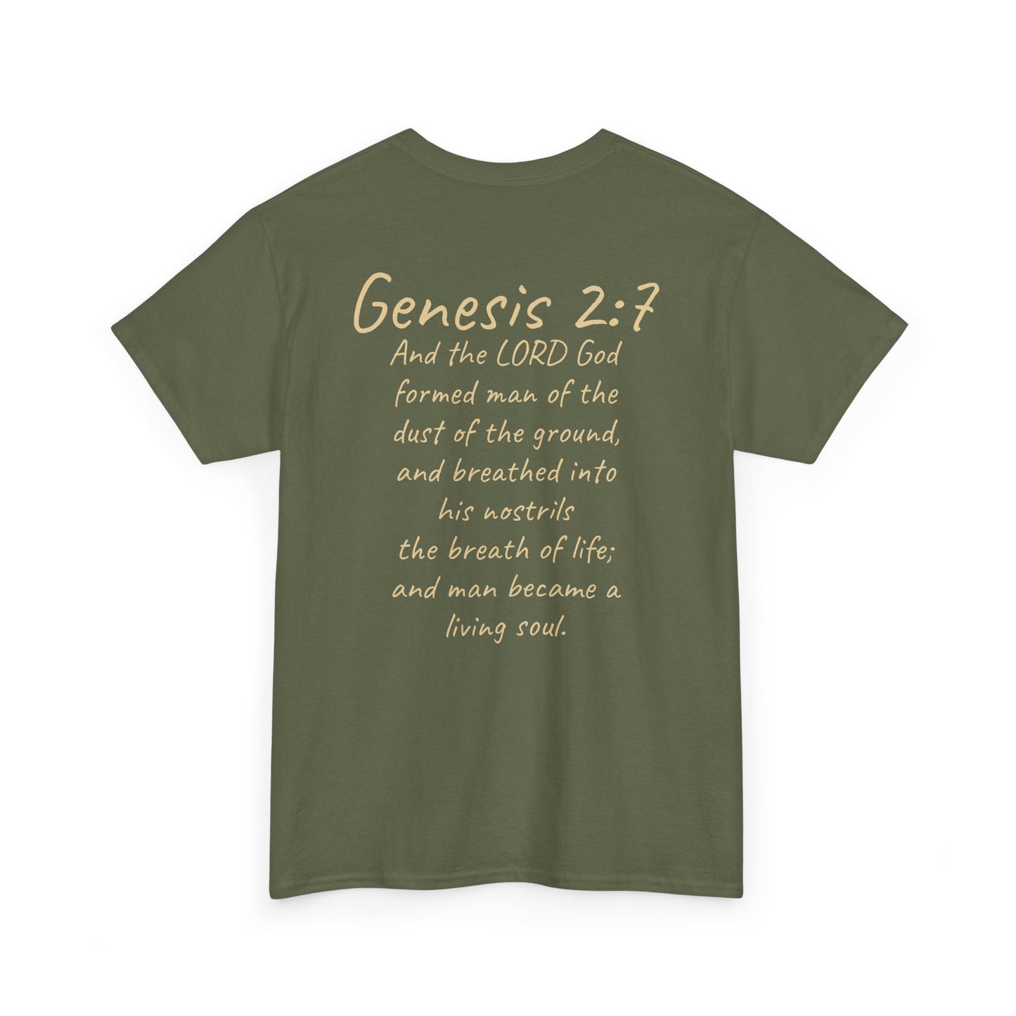 Formed from the Dust | Men’s Christian T-Shirt with Genesis 2:7 (Light Lettering)