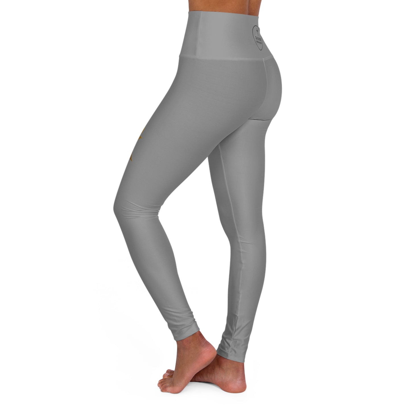 Chi Rho Women’s High-Waisted Yoga Leggings in Grey – Strength and Victory in Christ