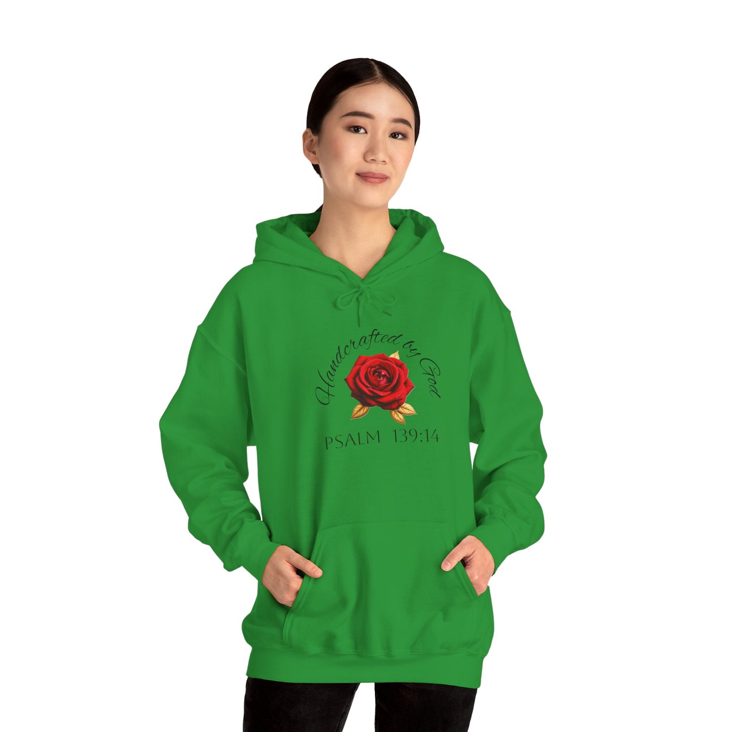 Handcrafted by God Rose Women's Hoodie – Christian Apparel (Dark Lettering)