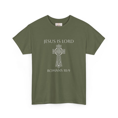 Women's Jesus is Lord Christian T-Shirt – Modern Cross Design (White Lettering)