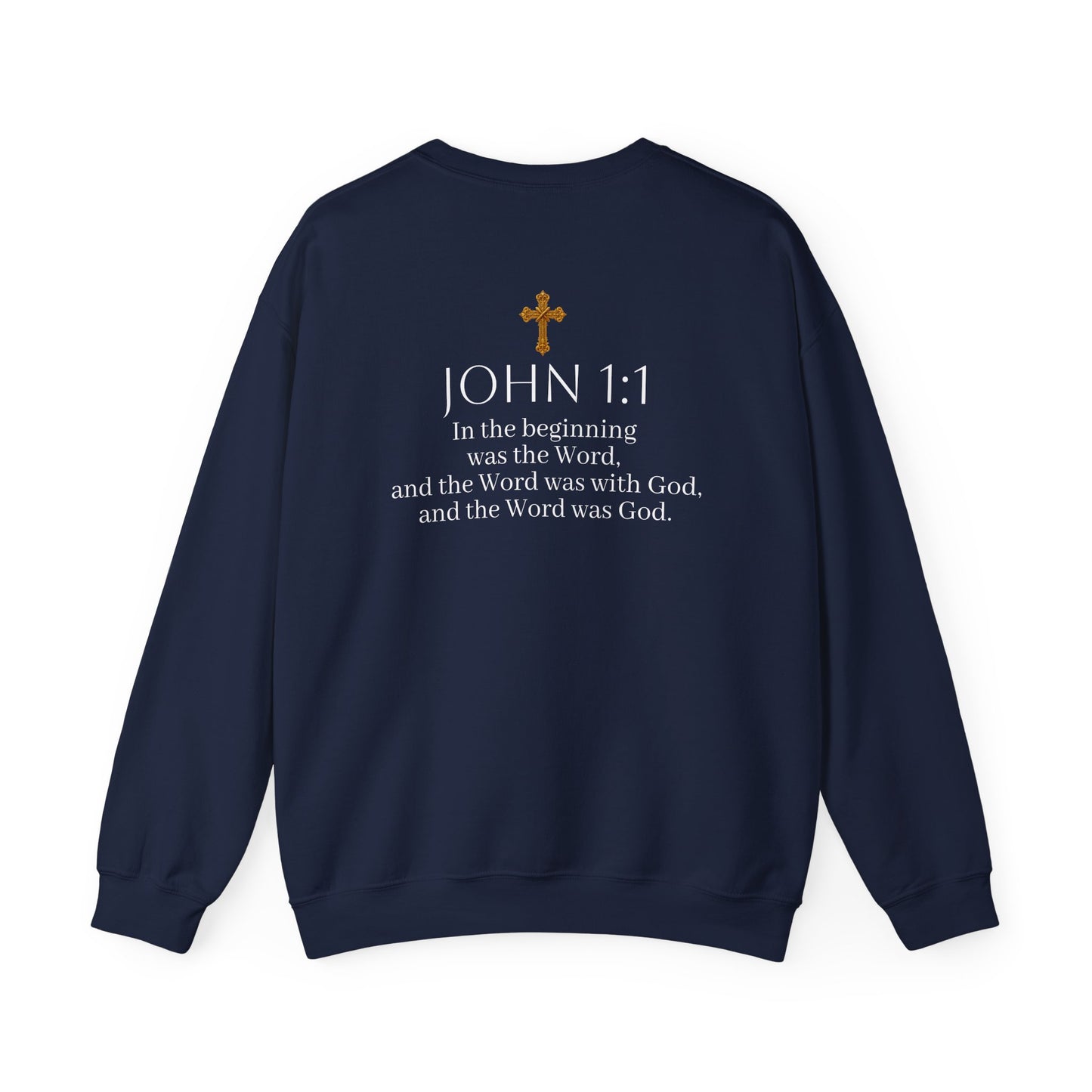 “The Word Eternal” – Women’s Christian Sweatshirt with White Lettering (John 1:1)