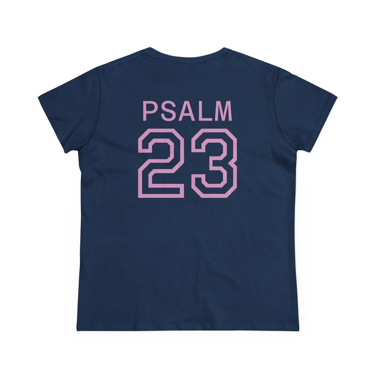 Psalm 23 Women’s Tee – Inspired Sports-Style Shirt (Pink Numbering)