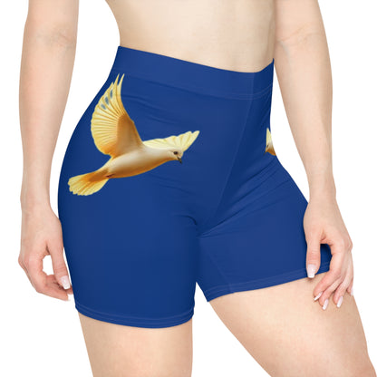 Golden Dove Women’s Biking Shorts in Blue – Spirit of Peace and Power