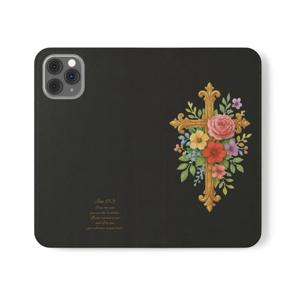 Floral Cross Wallet (black) Case for iPhone – Faith in Bloom