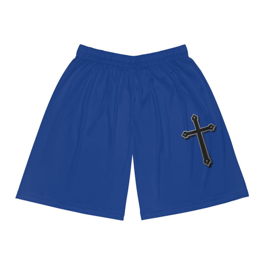 Men's Black Cross Basketball Shorts in Blue - Perfect for Athletes, Summer Wear, Gym, Sports Events, Streetwear