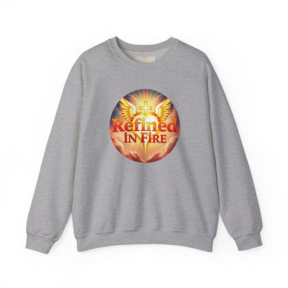 Men’s “Refined in Fire” Christian Sweatshirt – Bold Flame Design Pullover