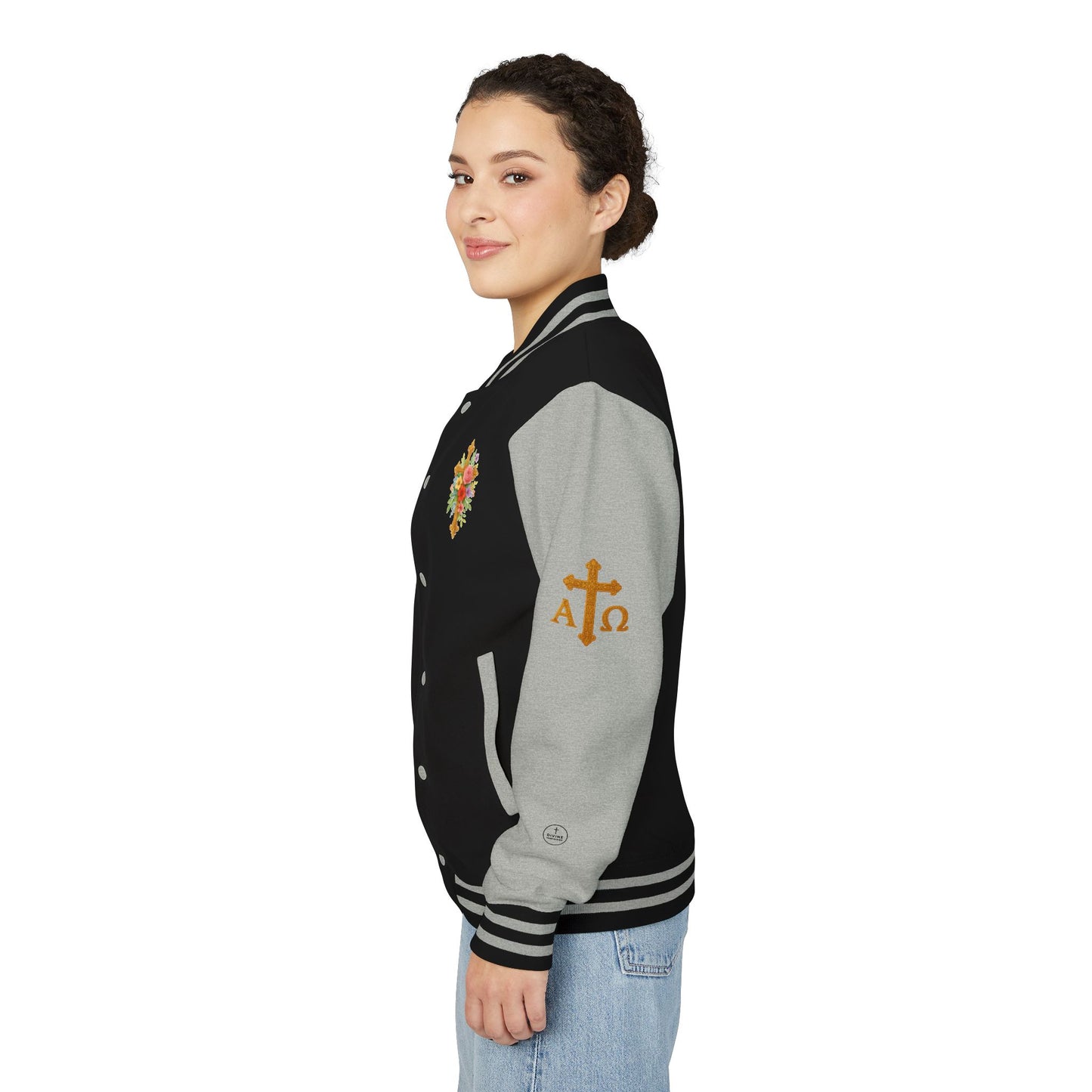 Victory in Christ Women’s Letterman Jacket – Grace in Triumph