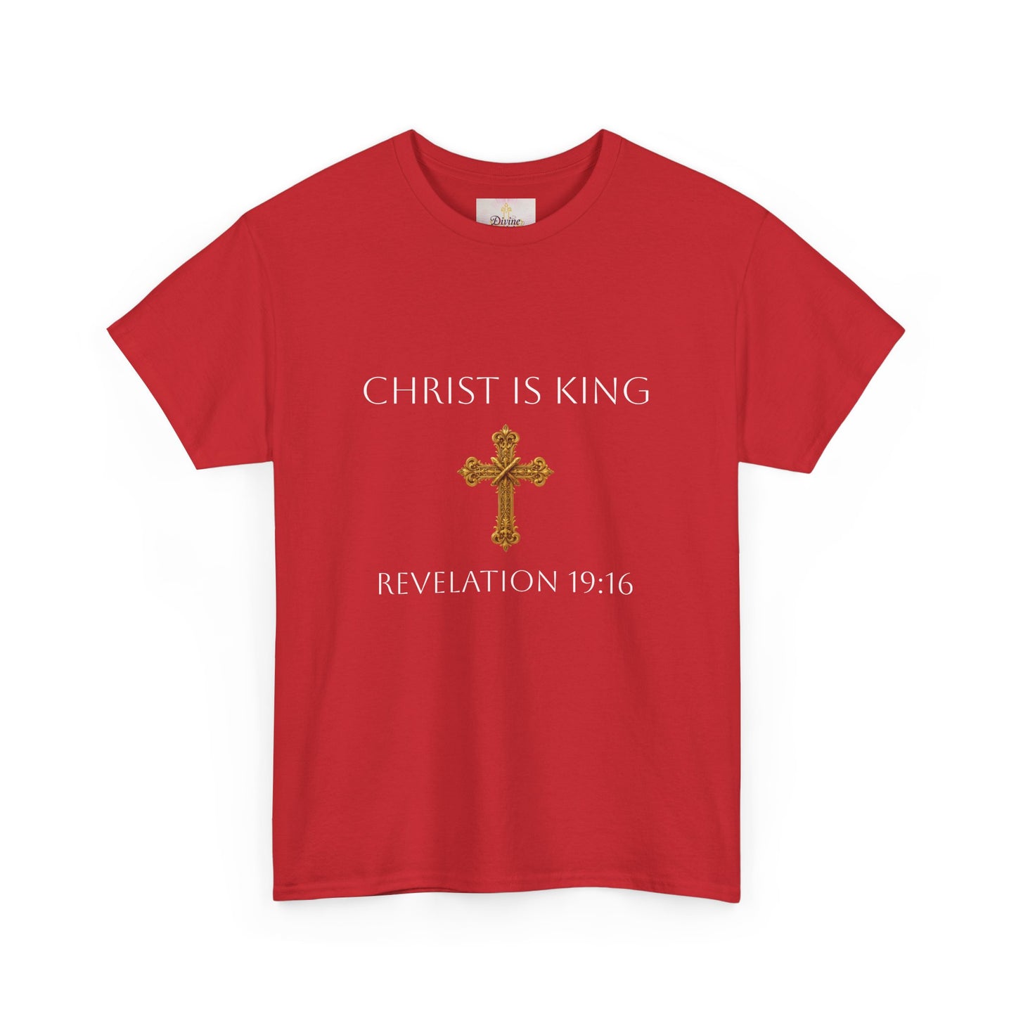 King of Kings, Lord of Lords Men’s Scripture Tee – Christ is King (Revelation 19:16) (White Lettering)