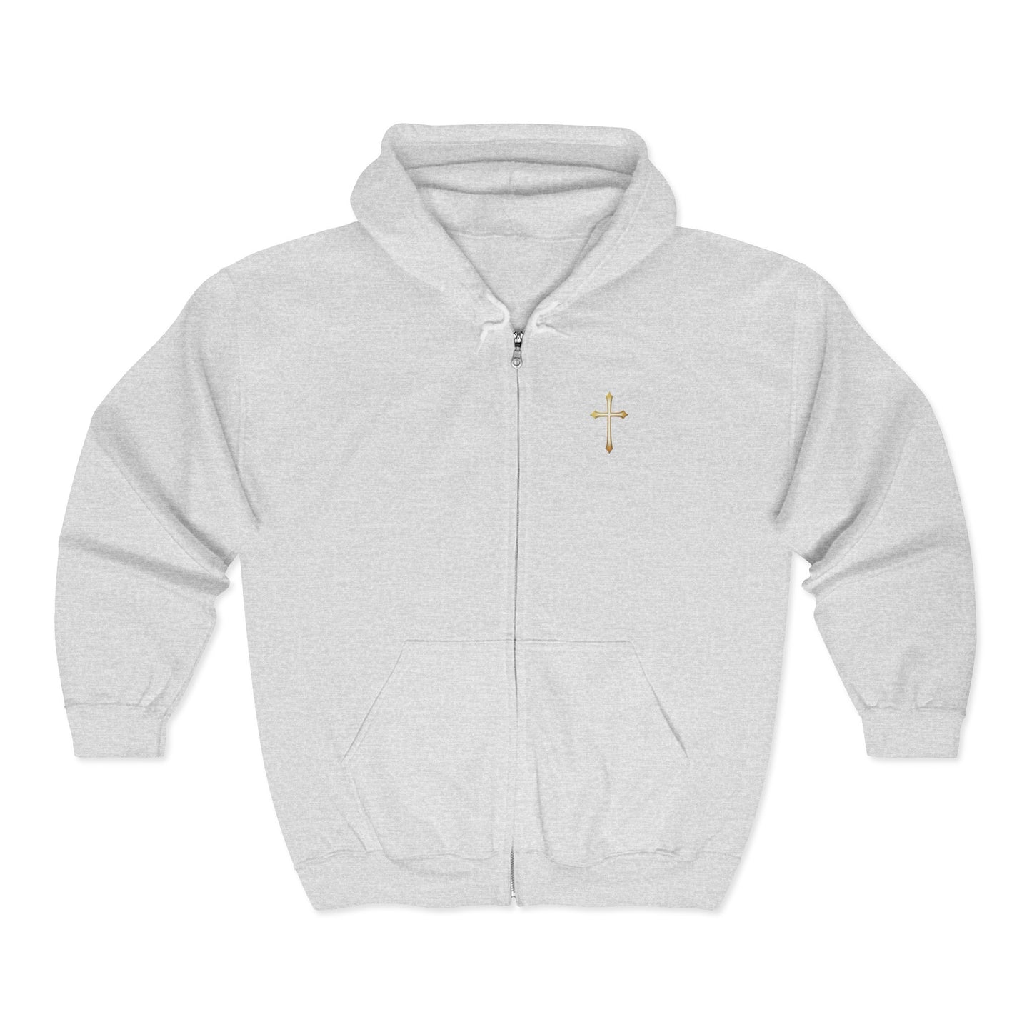 Men’s Modern Gold Cross Zip-Up Hoodie – Everyday Comfort with Faith