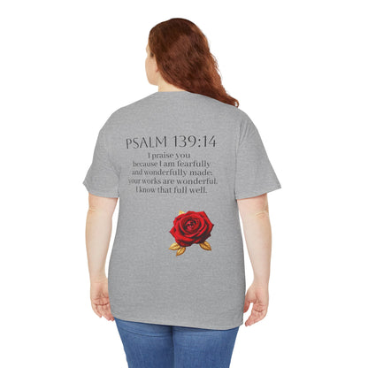 Handcrafted by God (Rose) - Woman's Christian T-Shirt (Dark Lettering)
