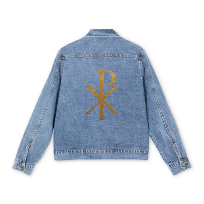 Golden Chi Rho Denim Jacket – Marked by Majesty